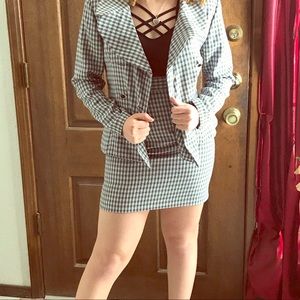 Checkered Skirt with Matching Jacket